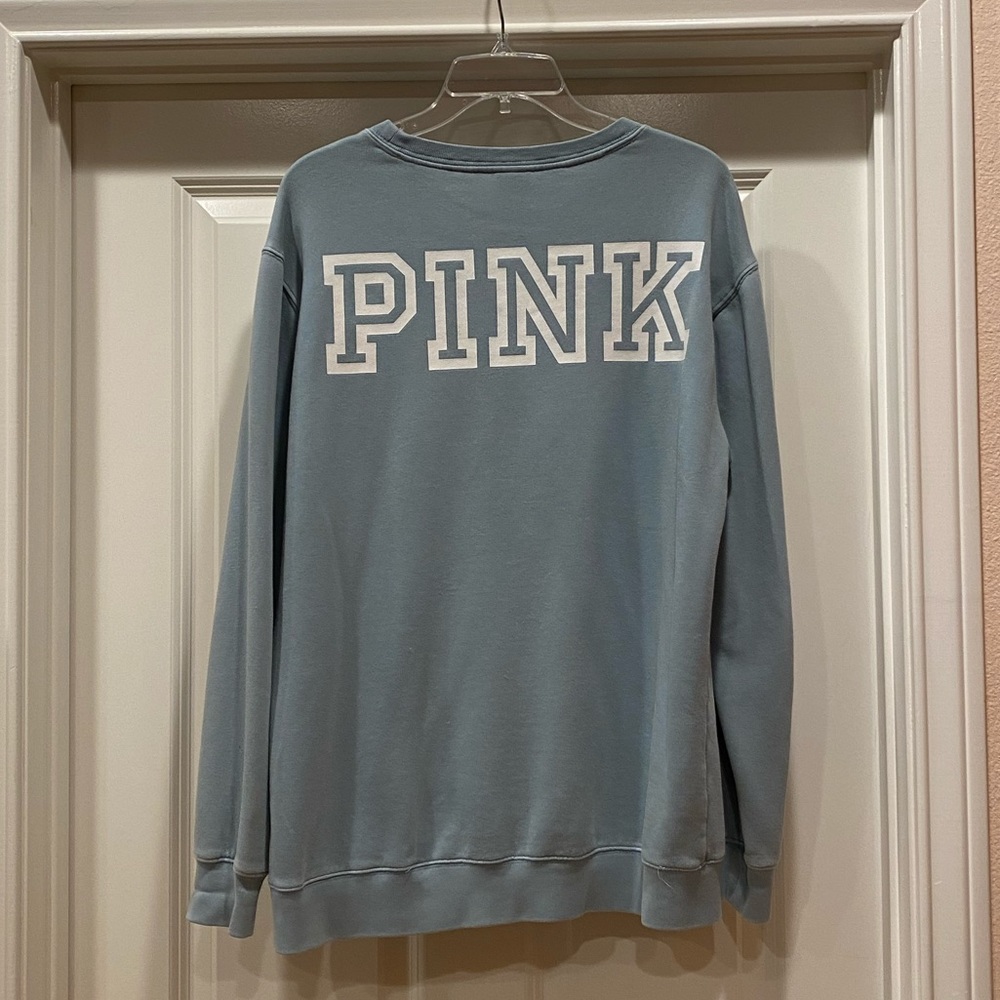 VS PINK Light Teal Crewneck - Picture 5 of 7